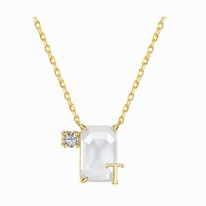 Luxurious necklace with 2 stone pendant-Letter "T"